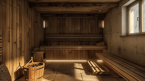 Die Innenausstattung einer Holz-Sauna